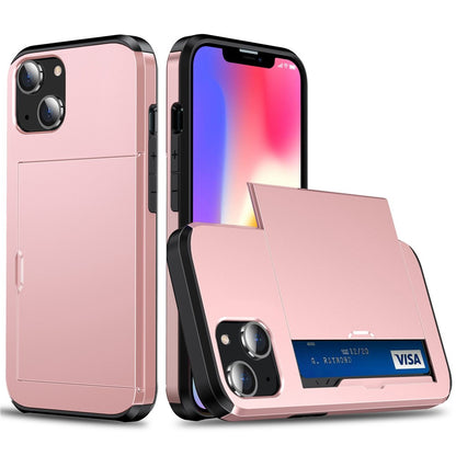 Card Holder Phone Case for iPhone 14 Plus 6.7 inch , TPU + PC Dual Layer Protective Cover