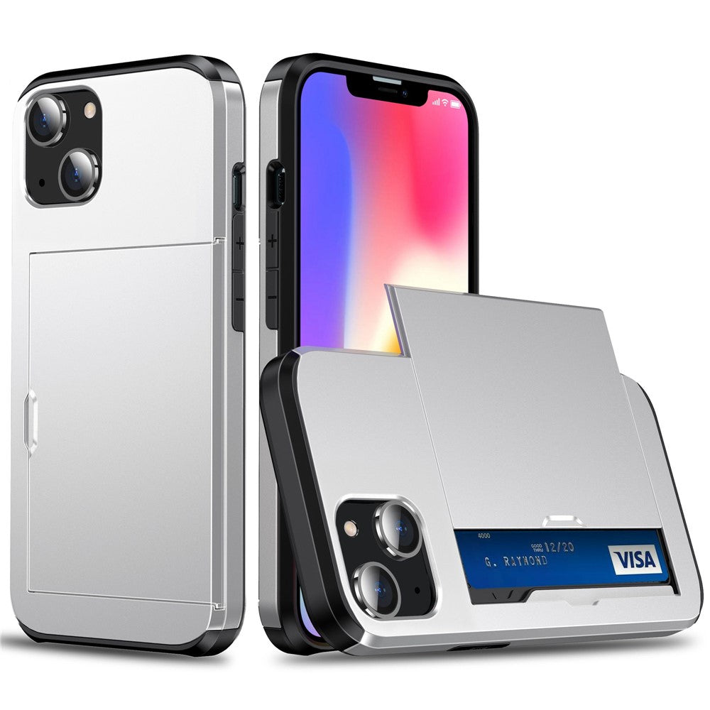 Card Holder Phone Case for iPhone 14 Plus 6.7 inch , TPU + PC Dual Layer Protective Cover