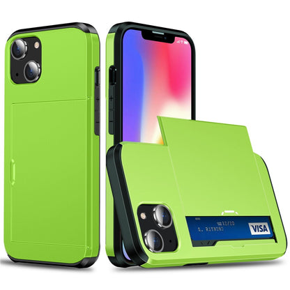 Card Holder Phone Case for iPhone 14 Plus 6.7 inch , TPU + PC Dual Layer Protective Cover