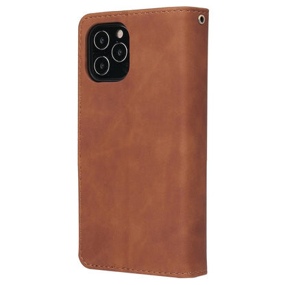 For iPhone 14 Pro Max 6.7 inch Shockproof PU Leather Phone Wallet Case with Multiple Card Slots Zipper Pocket Flip Cover Stand