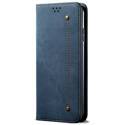 For iPhone 14 Pro Max 6.7 inch Full Protection Phone Wallet Cover Stand Jeans Cloth Texture Magnetic Flip Leather Mobile Phone Case