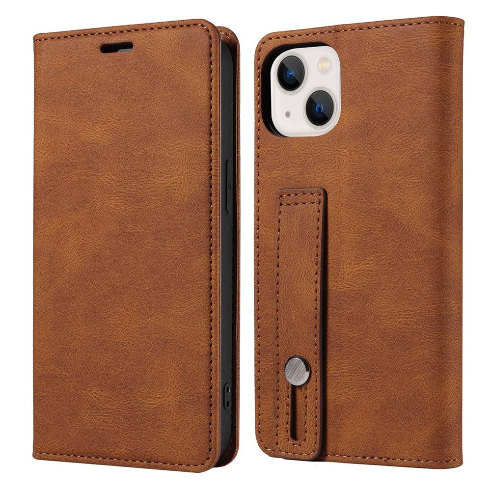 For iPhone 14 Pro Max 6.7 inch Drop-proof Phone Case Anti-scratch Magnetic PU Leather Flip Wallet Cover Stand with Wristband