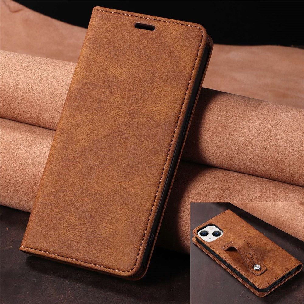 For iPhone 14 Pro Max 6.7 inch Drop-proof Phone Case Anti-scratch Magnetic PU Leather Flip Wallet Cover Stand with Wristband