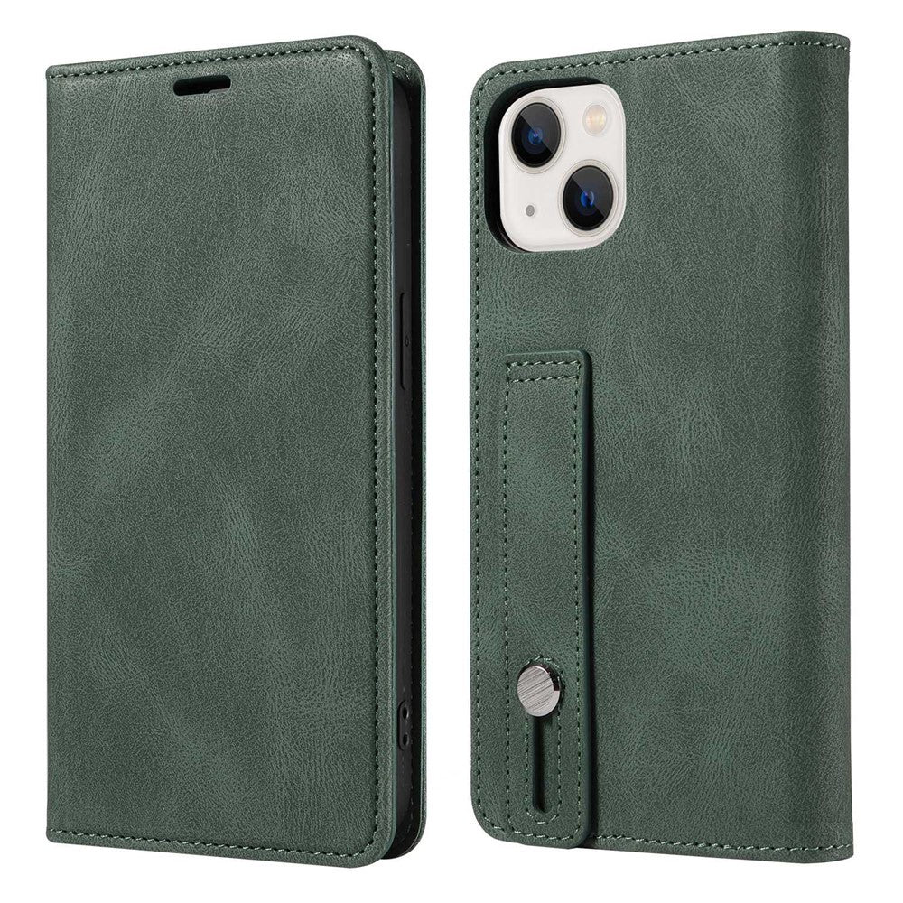 For iPhone 14 Pro Max 6.7 inch Drop-proof Phone Case Anti-scratch Magnetic PU Leather Flip Wallet Cover Stand with Wristband