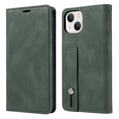 For iPhone 14 Pro Max 6.7 inch Drop-proof Phone Case Anti-scratch Magnetic PU Leather Flip Wallet Cover Stand with Wristband