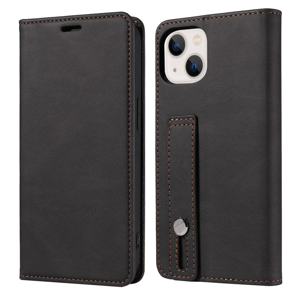For iPhone 14 Pro Max 6.7 inch Drop-proof Phone Case Anti-scratch Magnetic PU Leather Flip Wallet Cover Stand with Wristband