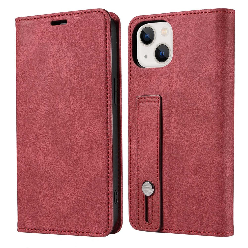 For iPhone 14 Pro Max 6.7 inch Drop-proof Phone Case Anti-scratch Magnetic PU Leather Flip Wallet Cover Stand with Wristband