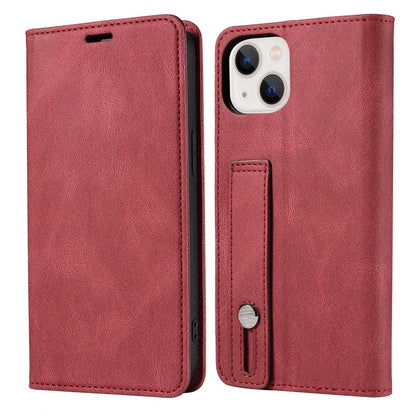 For iPhone 14 Pro Max 6.7 inch Drop-proof Phone Case Anti-scratch Magnetic PU Leather Flip Wallet Cover Stand with Wristband