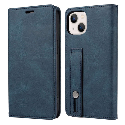 For iPhone 14 Pro Max 6.7 inch Drop-proof Phone Case Anti-scratch Magnetic PU Leather Flip Wallet Cover Stand with Wristband