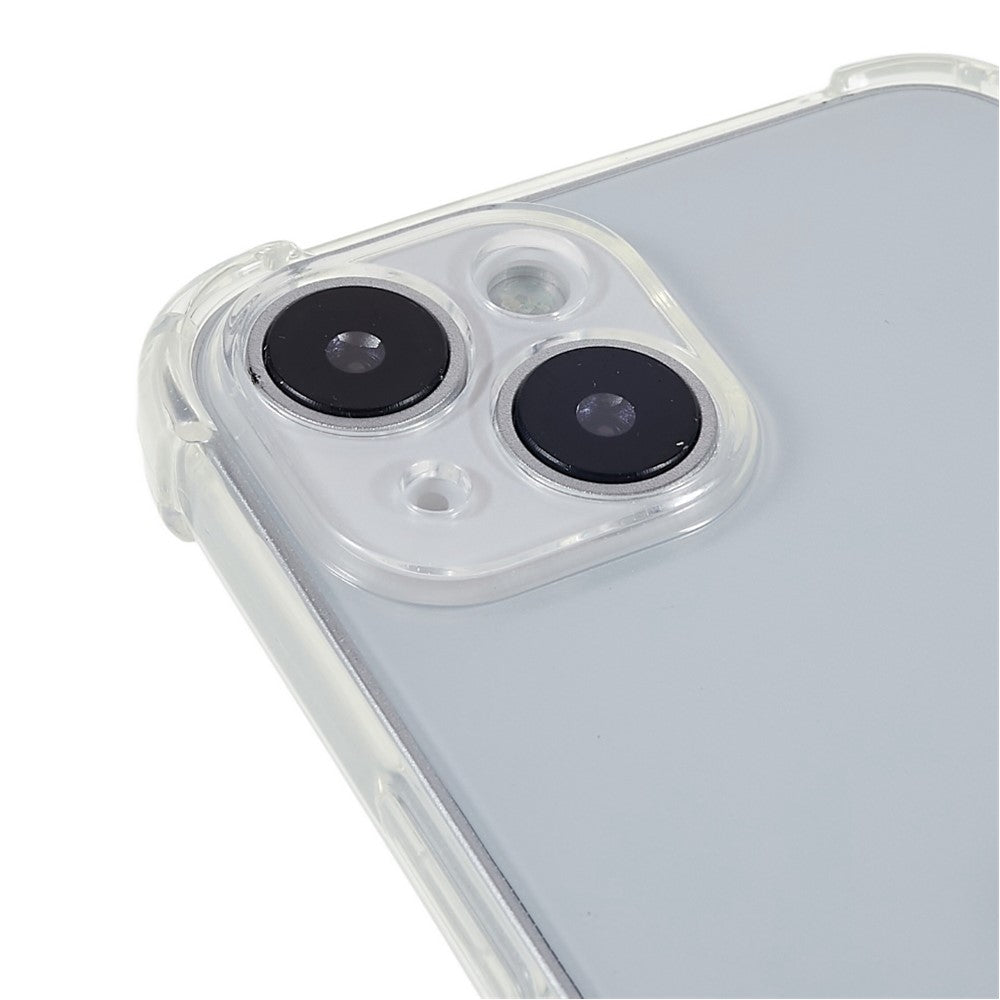 For iPhone 14 6.1 inch Enhanced Corner Phone Case Anti-drop Transparent TPU Cover with Lanyard