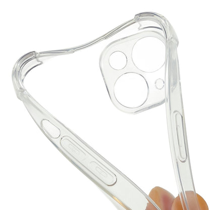 For iPhone 14 6.1 inch Enhanced Corner Phone Case Anti-drop Transparent TPU Cover with Lanyard
