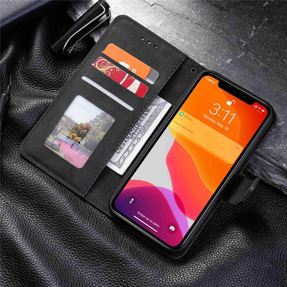 For iPhone 14 Pro Max 6.7 inch Stand Function Splicing Stitching Skin-touch Phone Cover PU Leather+TPU Case