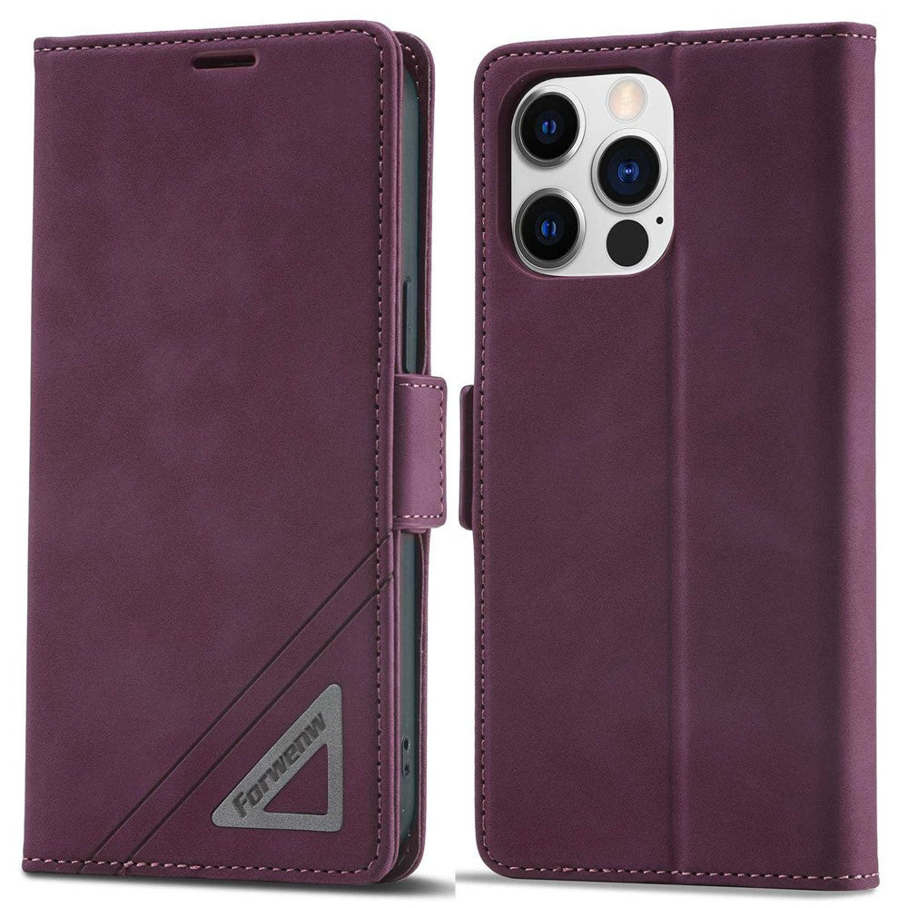 FORWENW F3-Series For iPhone 14 Pro Max 6.7 inch Wallet PU Leather + TPU Case Anti-scratch Phone Cover with Stand