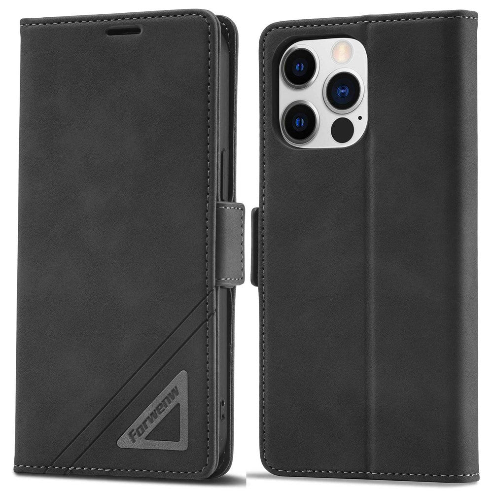 FORWENW F3-Series For iPhone 14 Pro Max 6.7 inch Wallet PU Leather + TPU Case Anti-scratch Phone Cover with Stand