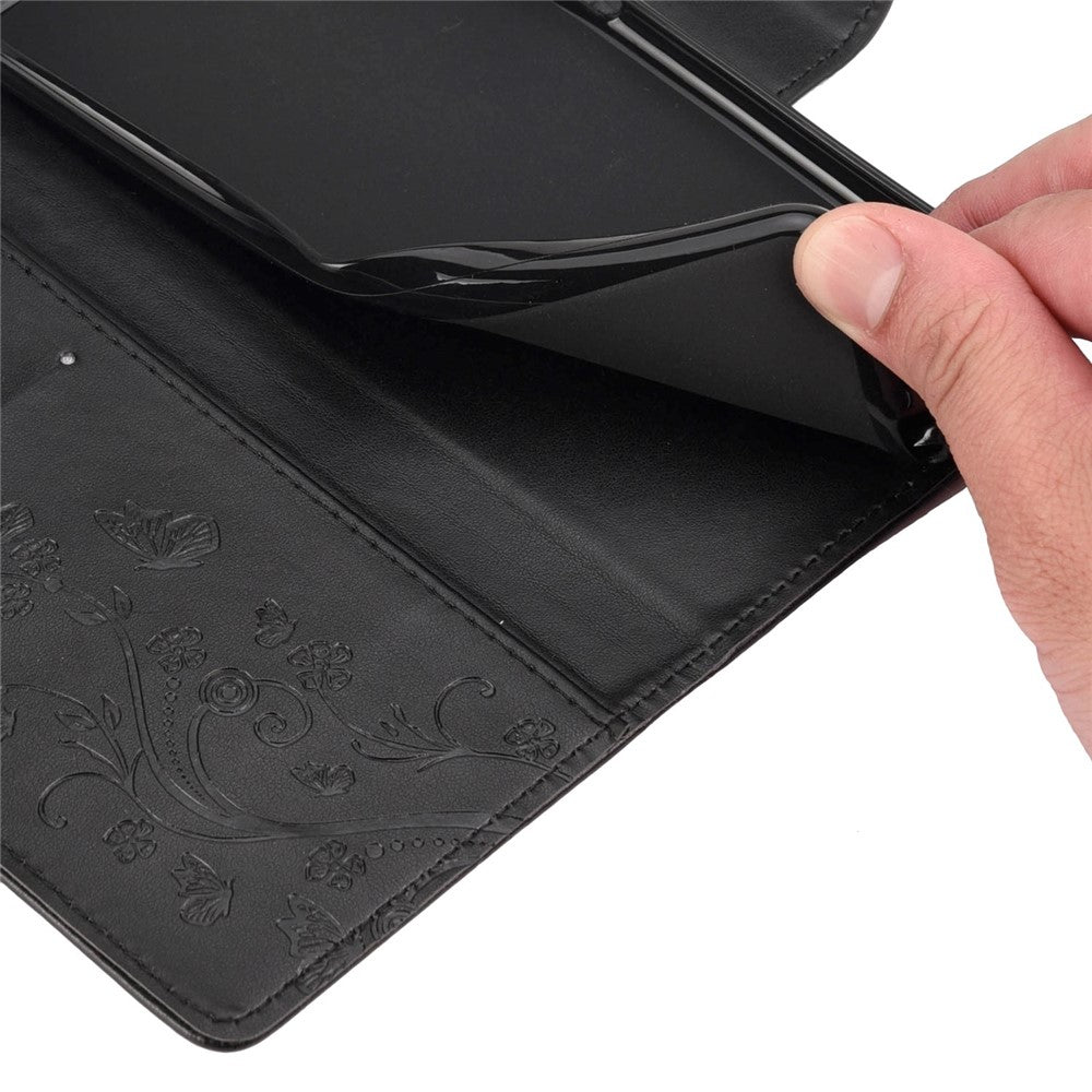 For iPhone 14 Pro Max 6.7 inch Imprinted Butterflies Flower Leather Mobile Phone Case Wallet Stand Phone Cover Bag