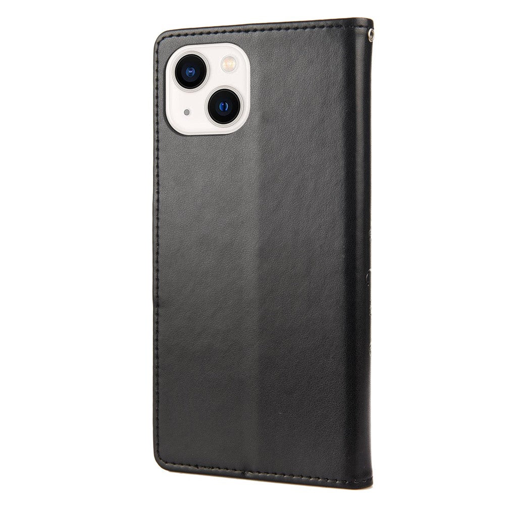 For iPhone 14 6.1 inch Smartphone Shell Imprinted Butterflies Leather Mobile Phone Case Wallet Stand Covering