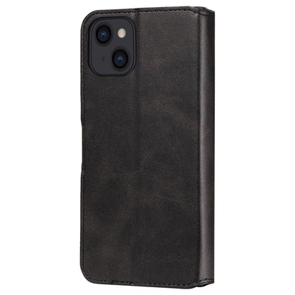 For iPhone 14 6.1 inch Calf Texture PU Leather Phone Cover Magnetic Shockproof Stand Wallet Style Case