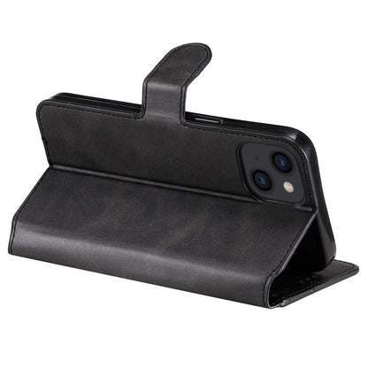 For iPhone 14 6.1 inch Calf Texture PU Leather Phone Cover Magnetic Shockproof Stand Wallet Style Case