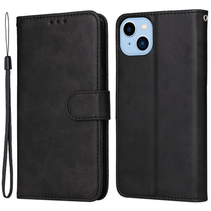 For iPhone 14 Plus Calf Texture PU Leather Magnetic Clasp Phone Stand Wallet Cover Drop-proof Case