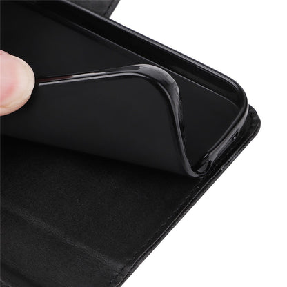 For iPhone 14 Plus Calf Texture PU Leather Magnetic Clasp Phone Stand Wallet Cover Drop-proof Case