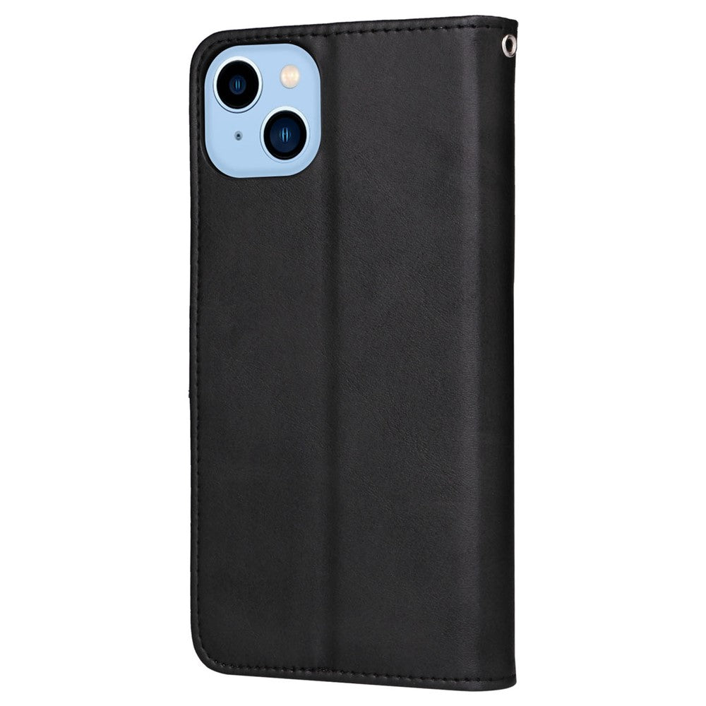 For iPhone 14 Plus Calf Texture PU Leather Magnetic Clasp Phone Stand Wallet Cover Drop-proof Case