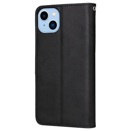 For iPhone 14 Plus Calf Texture PU Leather Magnetic Clasp Phone Stand Wallet Cover Drop-proof Case