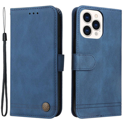 For iPhone 14 Pro Max Leather Wallet Cases Skin Touch Phone Cover Stand with Strap