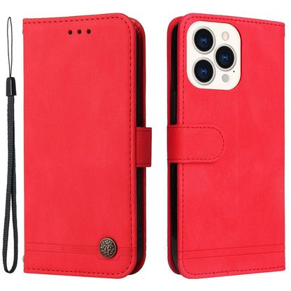 For iPhone 14 Pro Max Leather Wallet Cases Skin Touch Phone Cover Stand with Strap