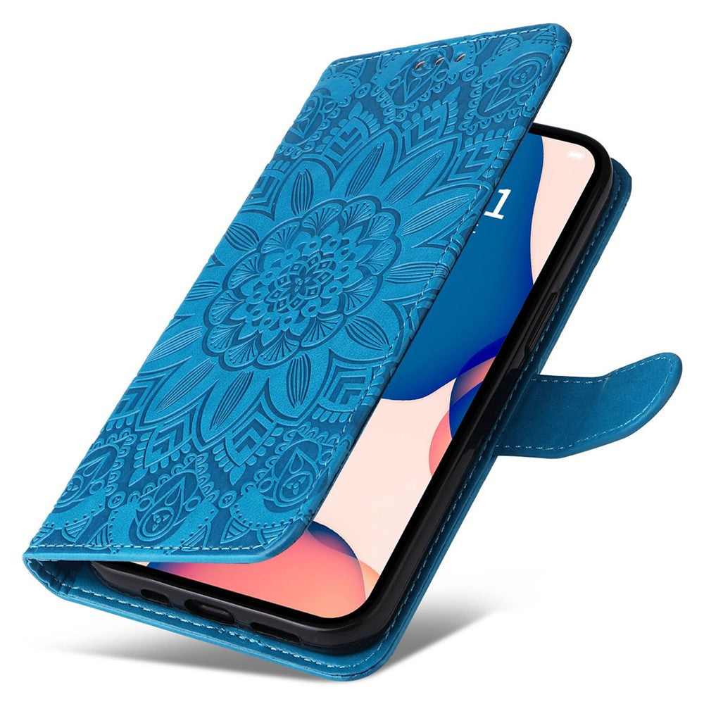 For iPhone 14 Pro Max 6.7 inch PU Leather Sunflower Imprinting Protective Case Flip Stand Wallet Mobile Phone Cover with Strap