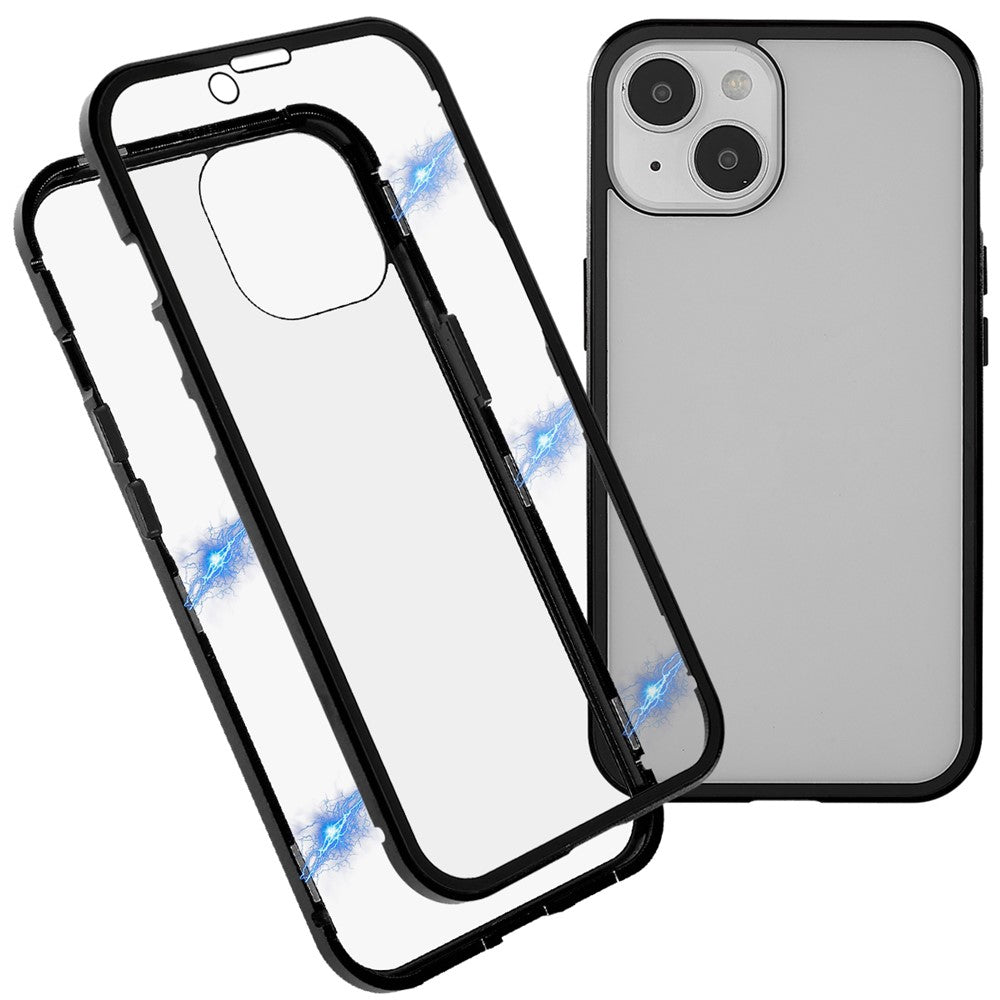 For iPhone 14 Plus Full Body Case Magnetic Tempered Glass Double-Sided Phone Case