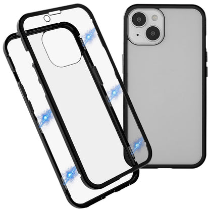For iPhone 14 Plus Full Body Case Magnetic Tempered Glass Double-Sided Phone Case