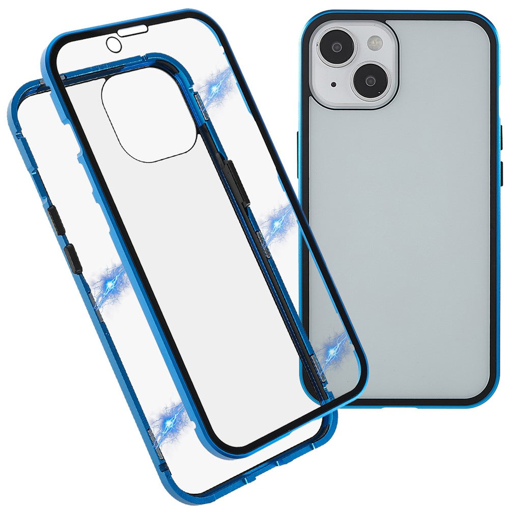 For iPhone 14 Plus Full Body Case Magnetic Tempered Glass Double-Sided Phone Case