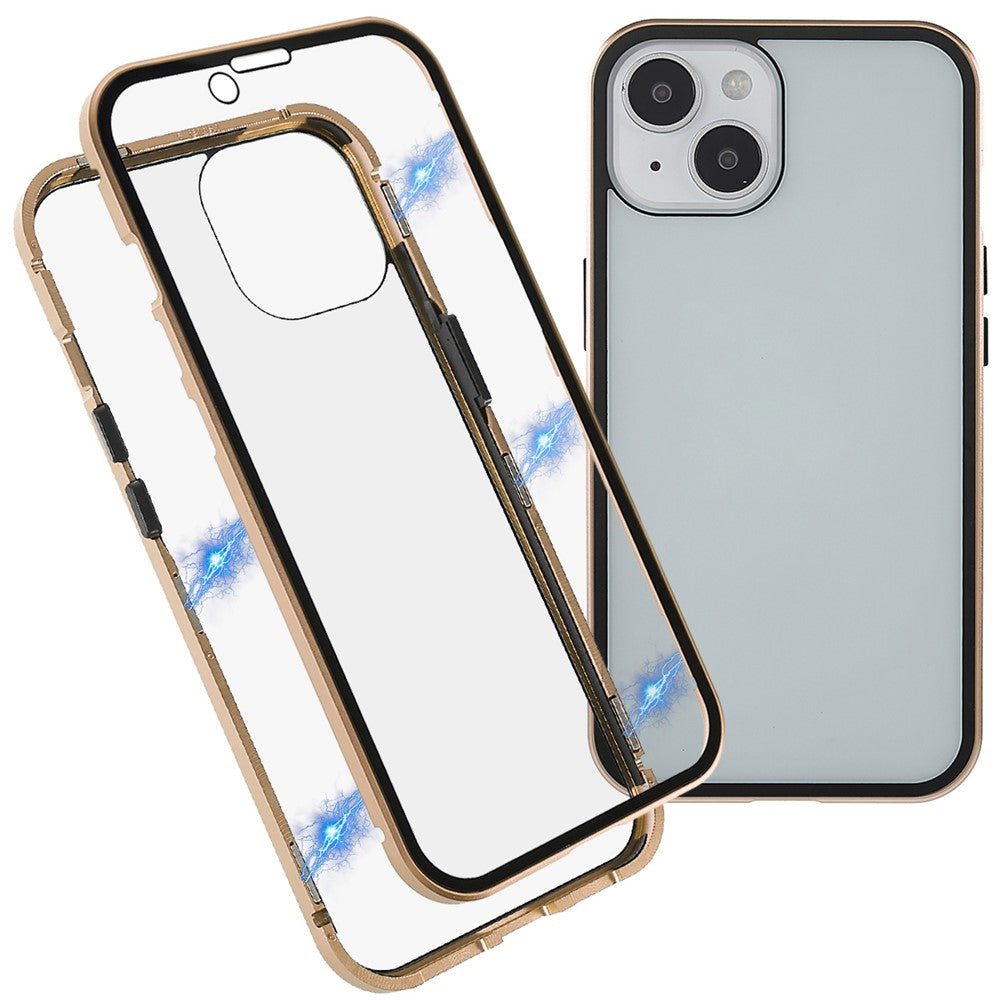For iPhone 14 Plus Full Body Case Magnetic Tempered Glass Double-Sided Phone Case