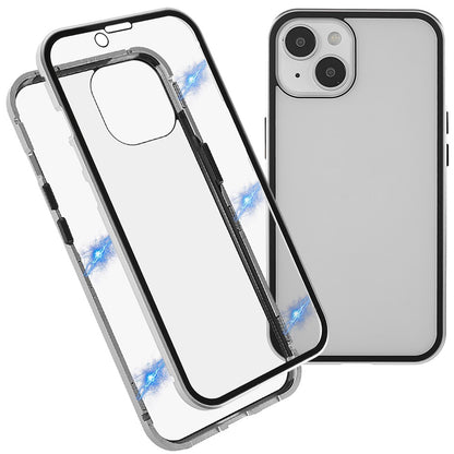 For iPhone 14 Plus Full Body Case Magnetic Tempered Glass Double-Sided Phone Case