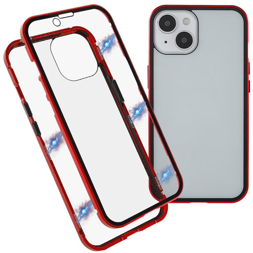 For iPhone 14 Plus Full Body Case Magnetic Tempered Glass Double-Sided Phone Case