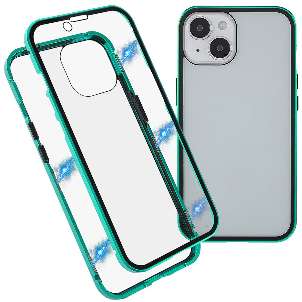 For iPhone 14 Plus Full Body Case Magnetic Tempered Glass Double-Sided Phone Case