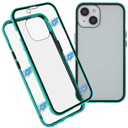 For iPhone 14 Plus Full Body Case Magnetic Tempered Glass Double-Sided Phone Case