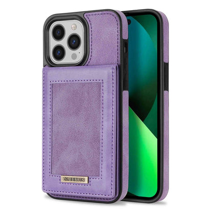 N.BEKUS For iPhone 14 Pro Max 6.7 inch Cell Phone Shell RFID Blocking Vertical Card Holder Kickstand PU Leather+TPU Phone Case