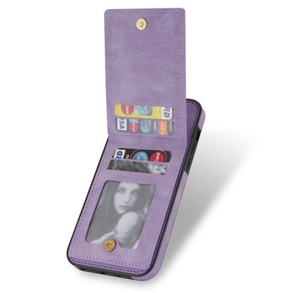 N.BEKUS For iPhone 14 Pro Max 6.7 inch Cell Phone Shell RFID Blocking Vertical Card Holder Kickstand PU Leather+TPU Phone Case