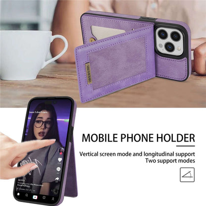 N.BEKUS For iPhone 14 Pro Max 6.7 inch Cell Phone Shell RFID Blocking Vertical Card Holder Kickstand PU Leather+TPU Phone Case