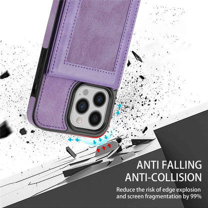N.BEKUS For iPhone 14 Pro Max 6.7 inch Cell Phone Shell RFID Blocking Vertical Card Holder Kickstand PU Leather+TPU Phone Case