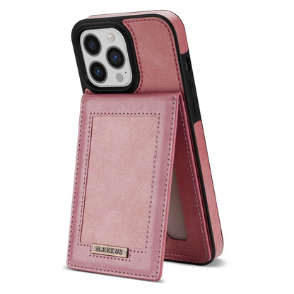 N.BEKUS For iPhone 14 Pro Max 6.7 inch Cell Phone Shell RFID Blocking Vertical Card Holder Kickstand PU Leather+TPU Phone Case
