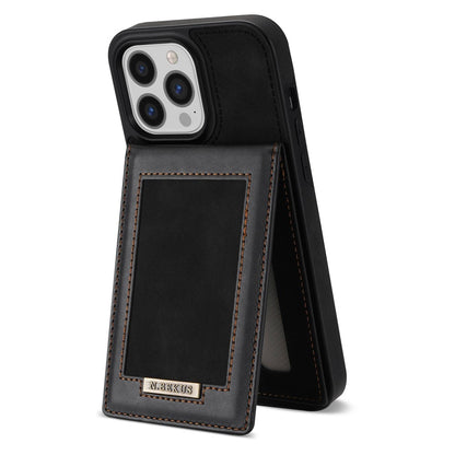 N.BEKUS For iPhone 14 Pro Max 6.7 inch Cell Phone Shell RFID Blocking Vertical Card Holder Kickstand PU Leather+TPU Phone Case