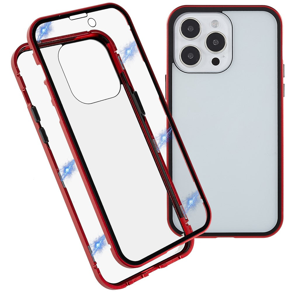 For iPhone 14 Pro Max Full Body Case Magnetic Tempered Glass Double-Sided Phone Case