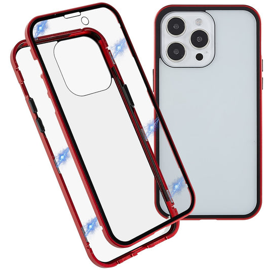 For iPhone 14 Pro Max Full Body Case Magnetic Tempered Glass Double-Sided Phone Case