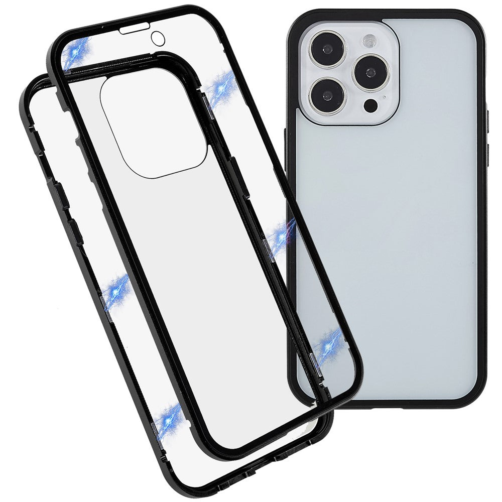 For iPhone 14 Pro Max Full Body Case Magnetic Tempered Glass Double-Sided Phone Case