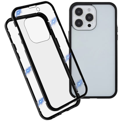 For iPhone 14 Pro Max Full Body Case Magnetic Tempered Glass Double-Sided Phone Case