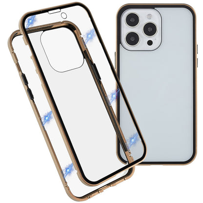 For iPhone 14 Pro Max Full Body Case Magnetic Tempered Glass Double-Sided Phone Case