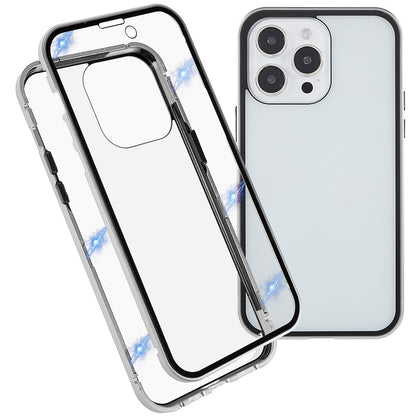 For iPhone 14 Pro Max Full Body Case Magnetic Tempered Glass Double-Sided Phone Case