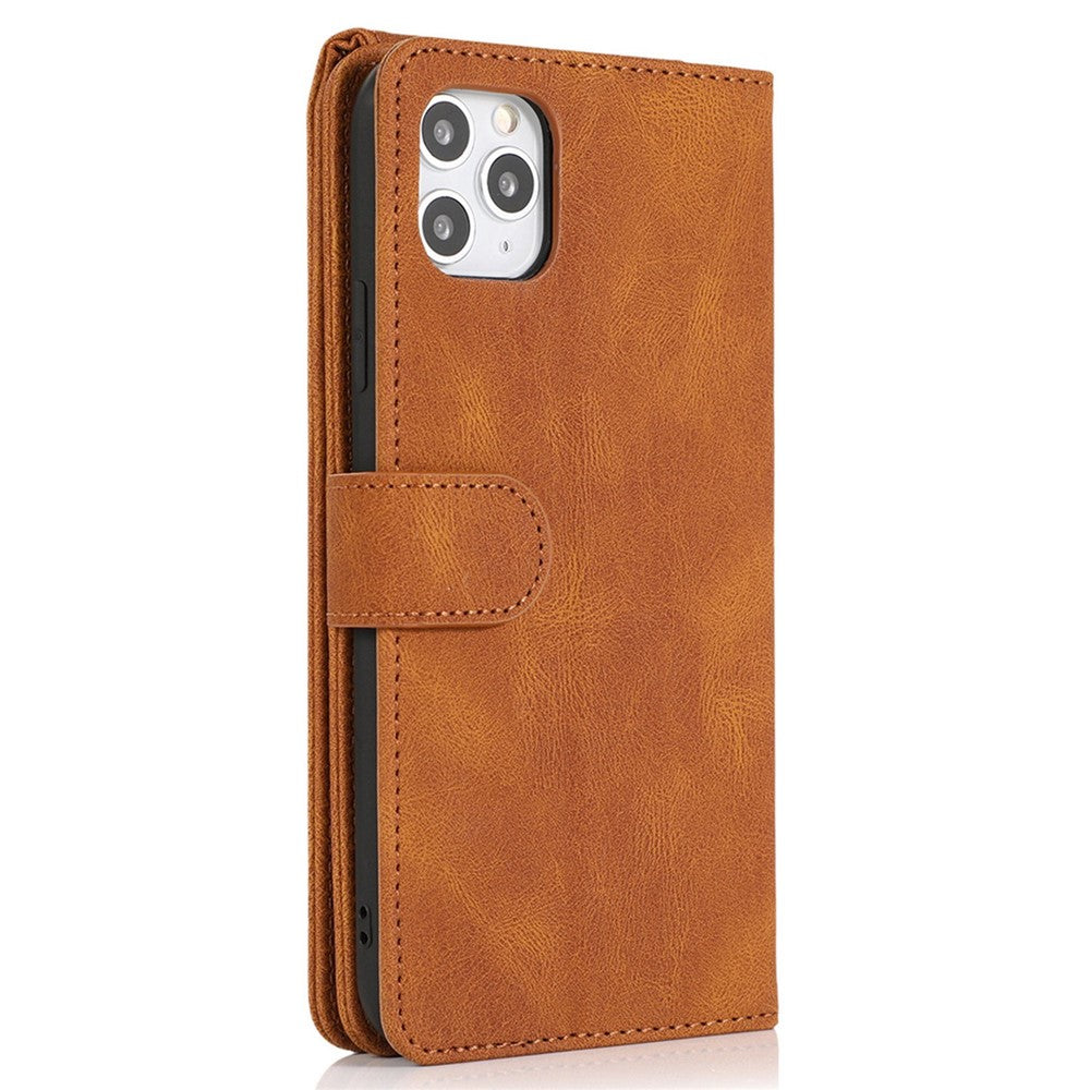 For iPhone 14 Pro Max 6.7 inch Outer Zipper Pocket Skin-touch Leather Case Wallet Stand Multiple Card Slots Phone Cover with Hand Strap